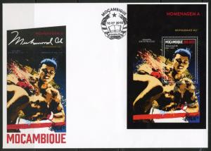 MOZAMBIQUE 2016 HONORING  MUHAMMAD ALI  SOUVENIR SHEET FIRST DAY COVER