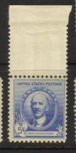 #887 MNH 5c DC French  Famous Americans 1940  