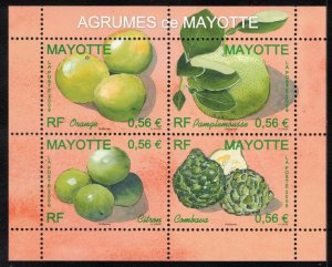 MAYOTTE 2009 Citrus Fruits Sheet; Scott 254; MNH