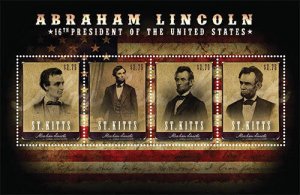 SAINT KITTS 2012 - PRESIDENT ABRAHAM LINCOLN SHEET OF 4 STAMPS MNH