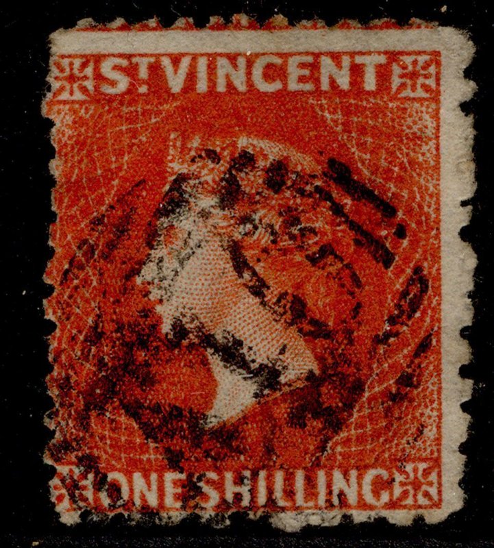 ST. VINCENT QV SG31, 1s bright vermilion, FINE USED. Cat £60.