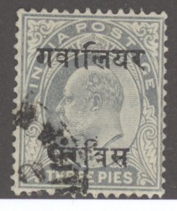 India- Convention States, Gwallior, Scott #o12, Used