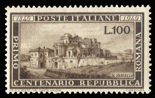 Italy #518 Cat$110, 1949 Centenary of the Roman Republic, lightly hinged