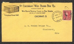 463 STAMP CINCINNATI WIRE BOUND BOX CO SAINT BERNARD OHIO ADVERTISING COVER 1916