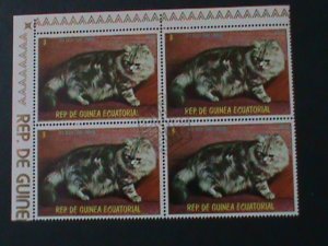 EQUATORIAL GUINEA-BEAUTIFUL LOVELY CATS CTO IMPRINT BLOCK-VF FANCY CANCEL