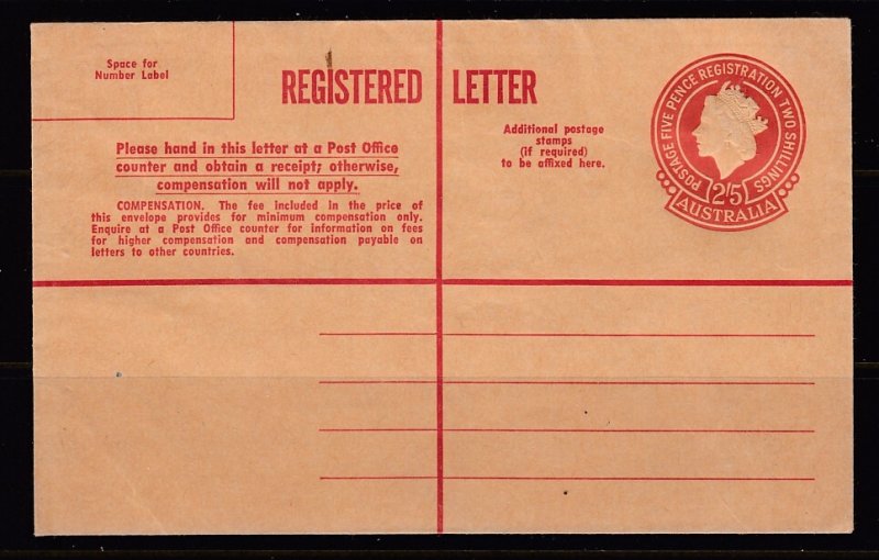 AUSTRALIA - 2 Schilling & 5 Pence Mint Registered Letter