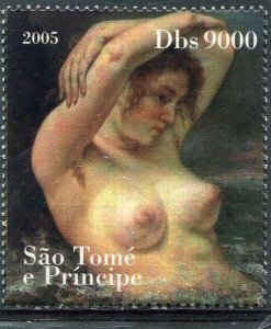 Sao Tome 2005 GUSTAVE COURBET Nude Painting 1 value Perforated Mint (NH)