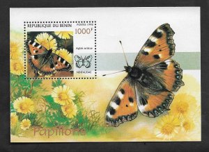 EL)1998 BENIN, BUTTERFLIES, NETTLE BUTTERFLY, SS, MNH