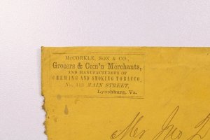 CSA - 1862 Lynchburg VA / Tobacco Advertising & Letter / Stamp Removed - L38863