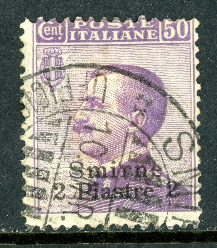 Italy 1909 Offices in Smyrna 2 Piastre/50¢ Violet Scott #5 VFU R236