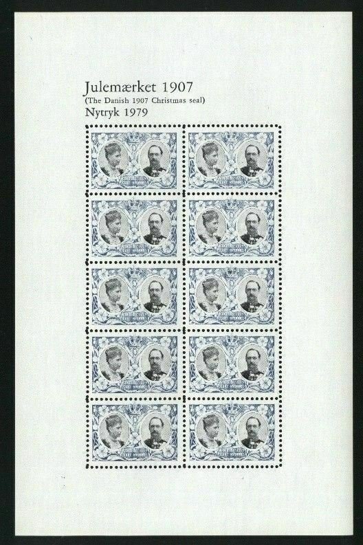 Denmark.  Christmas Seal Souvenir Sheet 1907/79 Reprint. Mnh.