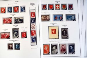 COLOR PRINTED FRANCE 1941-1965 STAMP ALBUM PAGES (55 illustrated pages)