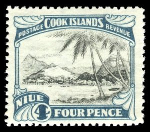 Niue 1932 4d black & greenish blue WATERMARK INVERTED variety MNH. SG 66w.