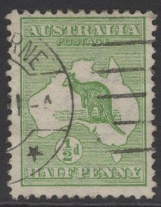 AUSTRALIA SG1 1913 ½d GREEN USED