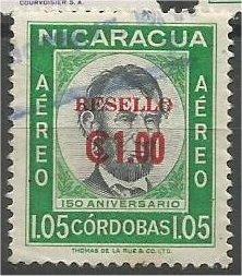 NICARAGUA, 1968, used 1cor on 1.05cor, Abraham Lincoln, Scott C637