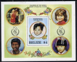 Belize 1986 International Peace Year perf m/sheet unmount...