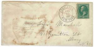 Castleton to Albany, New York 1881 Bank Note, Triple Circle Date Stamp, CONTENT