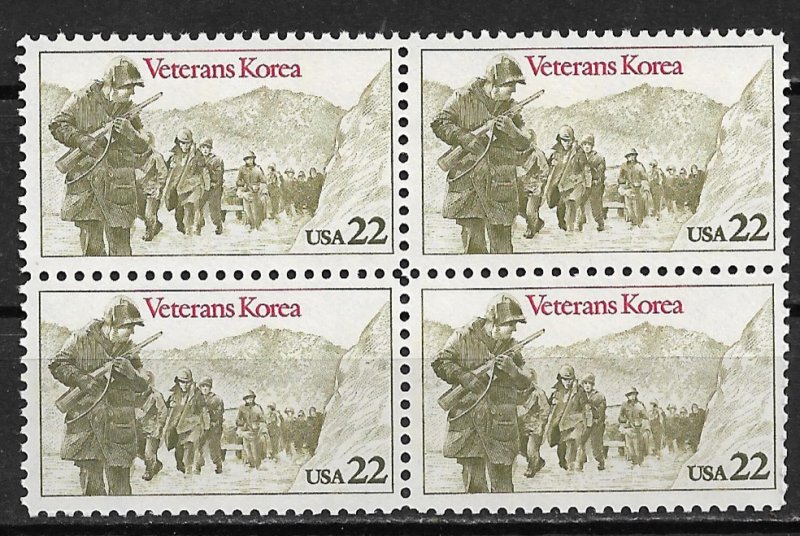 1985 USA 2052 Veterans Korea MNH block of 4