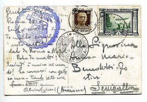 Air Mail Zeppelin Lire 3 on postcard for Senigallia
