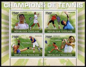 Togo 2010 Champions of Tennis perf sheetlet containing 4 ...