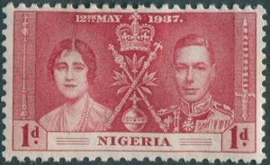Nigeria 1937 SG46 1d carmine Coronation KGVI MH