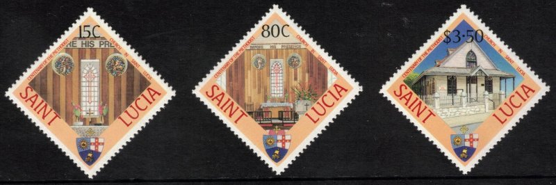 ST. LUCIA 1988 Methodist Church in St Lucia Anniversary; Scott 918-20; MNH