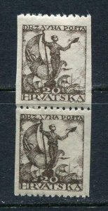 Yugoslavia/Croatia 1919 Vertical  Imperf Pair MNH Mi 92 Variety 5816