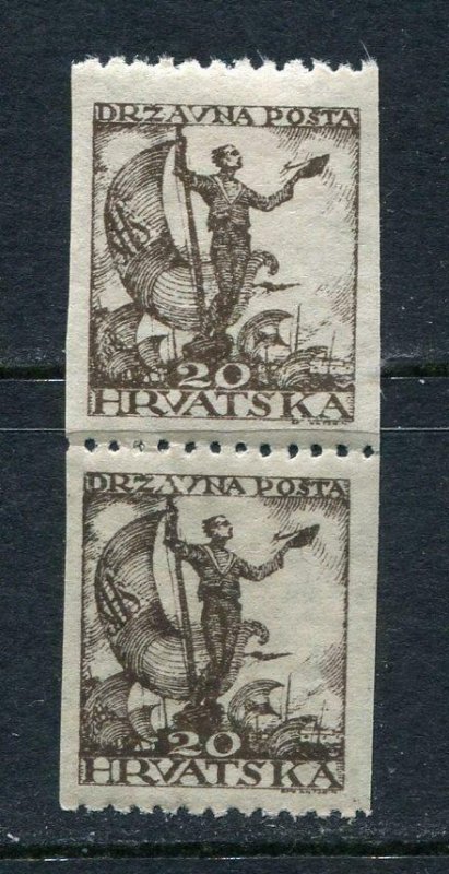 Yugoslavia/Croatia 1919 Vertical  Imperf Pair MNH Mi 92 Variety 5816
