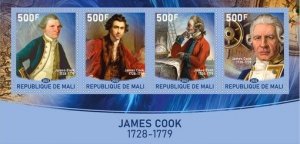 Stamps. Ships. Exploers. James Cook  2022 year 1+1 sheets perforated  Mali