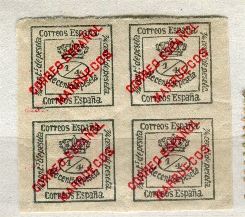 SPANISH MOROCCO 1890s early classic Imperf issue Mint Block of 4