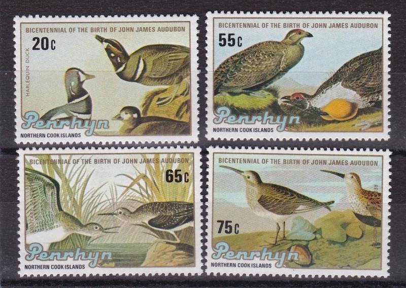 PENRHYN ISLANDS 1985   S G 373 - 376  JOHN AUDUBON  BIRDS   M / N / H  