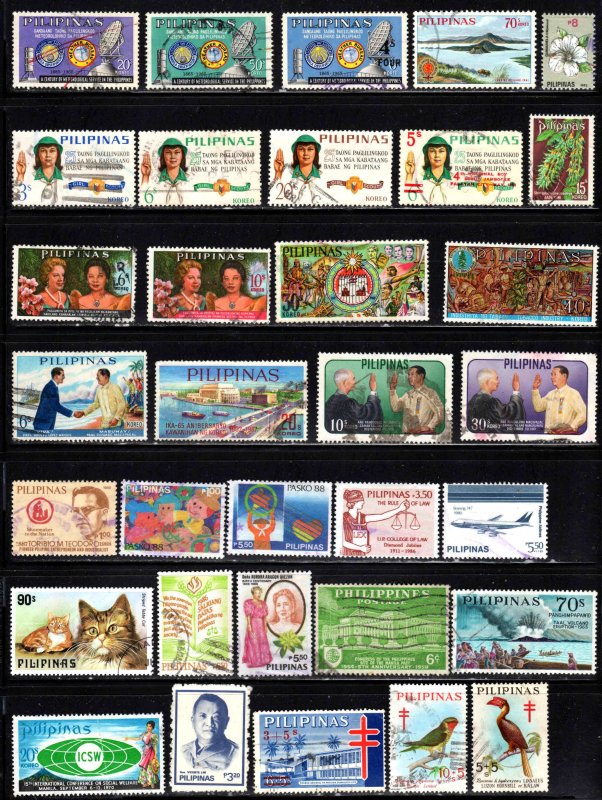 Philippines ~ Lot of 177 Different Post 1959 Stamps ~ Used, MX Cond. (see pix)