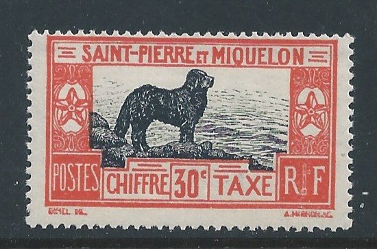 St. Pierre & Miquelon #J25 MH 30c Newfoundland Dog Postage Due