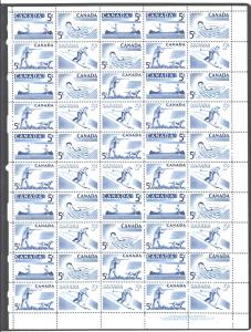 ​CANADA,1957 RECREATION SPORTS,FULL SHEETS (4) #365 - 368