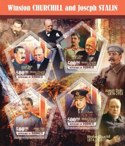 Stamps. Winston Churchill , Joseph Stalin Djibouti 2023 year 1+1 sheets NEW