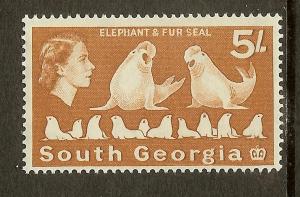 South Georgia, Scott #13, 5sh Seals, Fine Ctr, MH