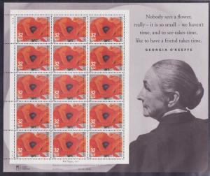 3069 3069a Georgia O'Keeffe 1996 32c MNH Sheet Pane S11111