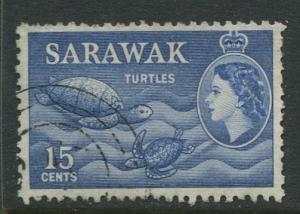 Sarawak -Scott 204 - QEII Definitives - 1955 - FU - Single 15c Stamp