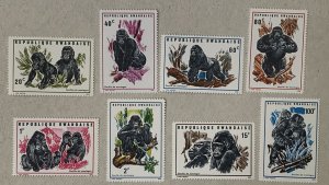 Rwanda 1970 Mountain Gorillas, MNH. Scott 359-366, CV $13.00.  Primates