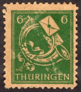 1945, Germany, Soviet Occupation of Thuringia, 6pfg, MNG, faulty, Sc 16N4