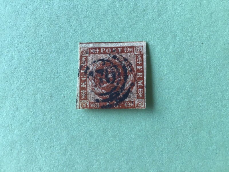 Denmark 1858 Wavy lines ground 4 Sk  used stamp A6659