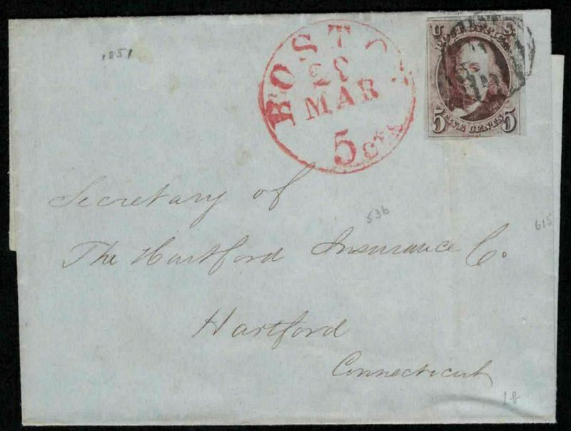 MALACK 1 on cover, almost a 4 margin copy,  Boston, ..MORE.. w8537