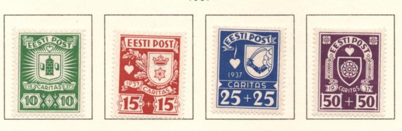 Estonia Sc B32-5 1937 Coats of Arms Charity stamp set mint