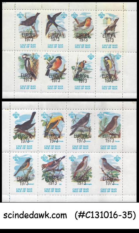 ISLE OF MAN 1973 CALF OF MAN BIRDS/SCOUT SCOUTS EUROPA MNH SET OF 2 MS