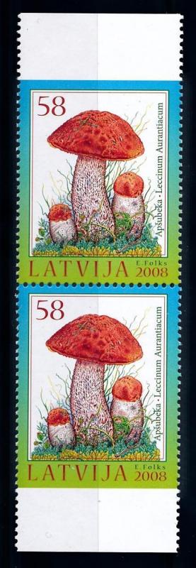 [68922] Latvia 2008 Mushrooms Pilze Champignons Pair from Booklet MNH