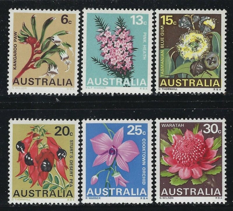 Australia 1968 State Flowers set Sc# 434-39 NH