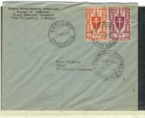 CAMEROUN 1943  30C+1F CENSOR    COVER EBOLOWA TO MBALMAYO  P0229H