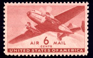 US C25 6c Airmail 1941 Twin-Motored Transport Plane PSAG grade 100 NH