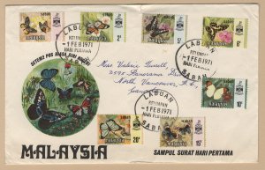 Malaysia Sabah #24-30 FDC butterflies 1971