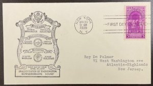 854 Goldman cachet Washington Inaugural FDC 1939